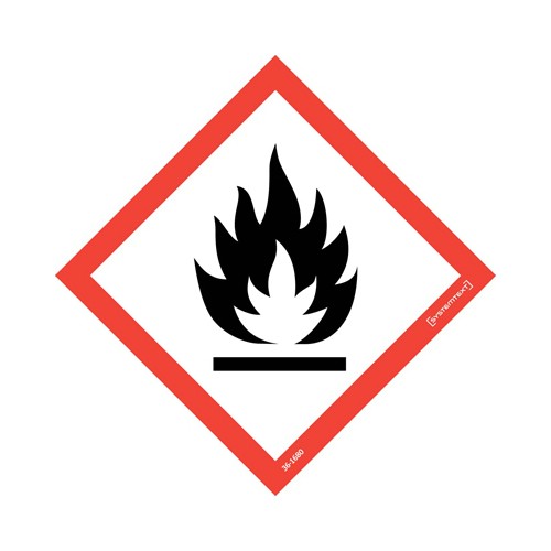 Skylt CLP-symbol brandfarliga ämnen självhäftande
