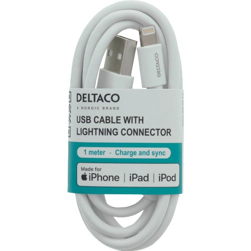 Laddkabel DELTACO<br />USB/Apple Lightning