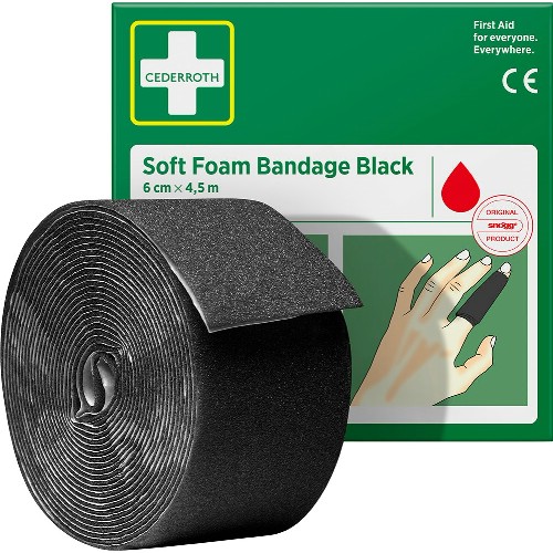 Fingerförband CEDERROTH<br />Soft Foam Bandage Svart